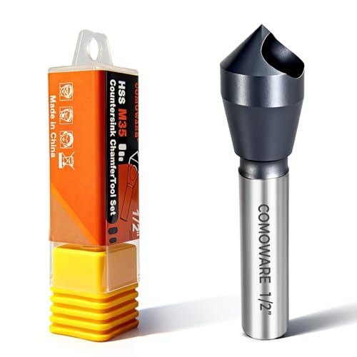 COMOWARE M35 Countersink 1/2 TiAIN Coated Chamfer Tool M35 Chamfer Bit 90-Degree Countersink Drill Bit Set for Wood & Metal Heavy Duty Countersink Bit SAE