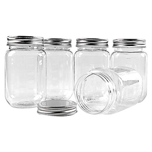 Novelinks 16 Ounce Clear Plastic Jars Containers With Screw On Lids - Refillable Round Empty Plastic Slime Storage Containers For Kitchen & Household Storage - Bpa Free (10 Pack) #TOP2