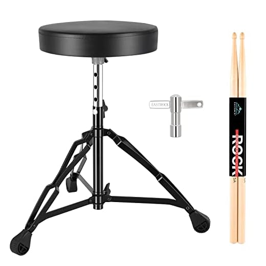 EASTROCK Taburete para Batería Ajustable Electronica Baterias de Percusion Regulable Asiento Altura,Negro