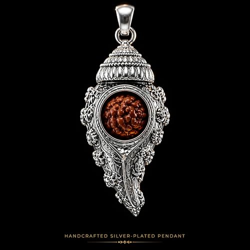 Image of Gratify Karungali Wood & Rudraksha Mala | 54+1 Natural Ebony Beads with Shankh Pendant | Silver-Capped Spiritual Mala for Prayer, Meditation & Positive Energy