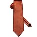 Hi-Tie Mens Burnt Orange Extra Long Necktie 70 inches Silk Tie and Pocket Square Cufflinks Set Men Big and Tall Tie Business