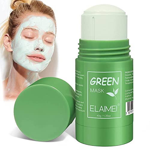 1 Pcs Green Tea Cleaning Mask Stick, Green Tea Purifying Clay Stick Mask Oil Control Face Mask Deep Cleansing Pores Fights Acne and Blackheads, Improves Skin, for All Skin Types (1 Pcs) Cover