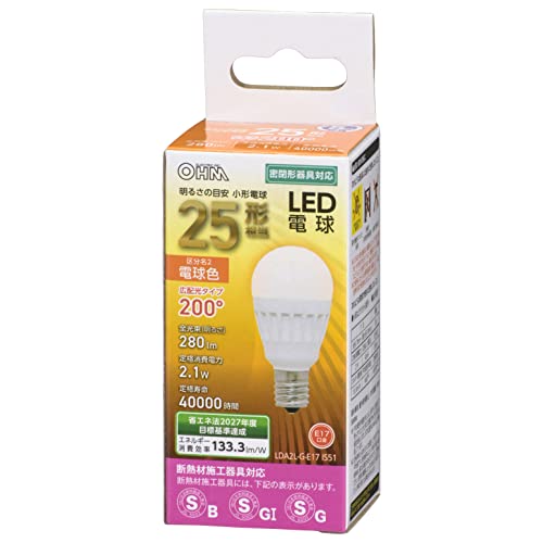 オーム電機 LED電球 小形 E17 25形相当 電球色 LDA2L-G-E17 IS51 06-4471 OHM