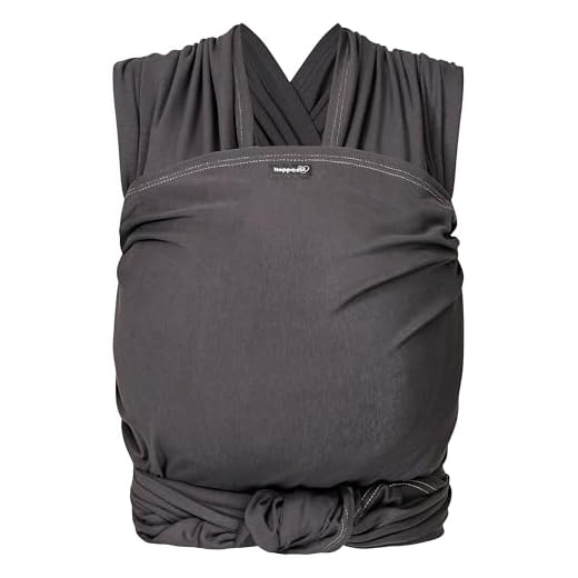 HOPPEDIZ elastisches Tragetuch für Früh- und Neugeborene, inkl. Trageanleitung, 4,60m x 0,50m, Anthrazit