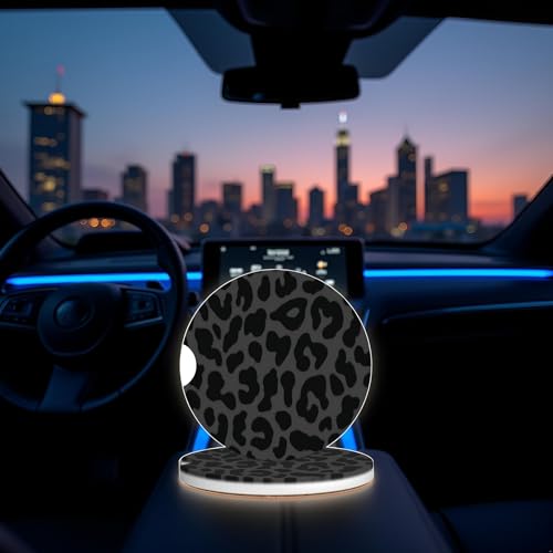 Auto-Untersetzer, Leopardenmuster, Geparden-Druck, Auto-Untersetzer für Getränkehalter, rutschfest, universal, 6,4 cm, Gummi, Auto-Innenzubehör, 2 Stück
