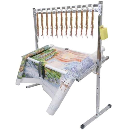 Soporte De Bastidor De Punto De Cruz De Acero Inoxidable Giratorio, Marcos Y Soportes, Soporte Ajustable Para Bastidor De Bordado Con 12 Hebillas De Alambre Colgantes, Para Manualidades Diy
