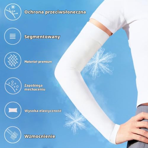 LZYMSZ 1 para długich rękawów i rąk, rękawice sportowe, ochrona przed promieniowaniem UV, do aktywności na świeżym powietrzu, chłodzące ogrzewacze (białe), biały, L