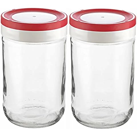 Tribello 22oz Mason Jar Wide Mouth, Canning Jars Perfect To Keep Fresh All Your Homemade Smoothies, Fruit Drinks And Yogurt pack of 2 Cover