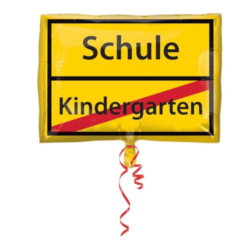 Amscan 3582801 - Folienballon Junior Shape Schulanfang-Schild, Größe 43 x 30 cm, Heliumballon