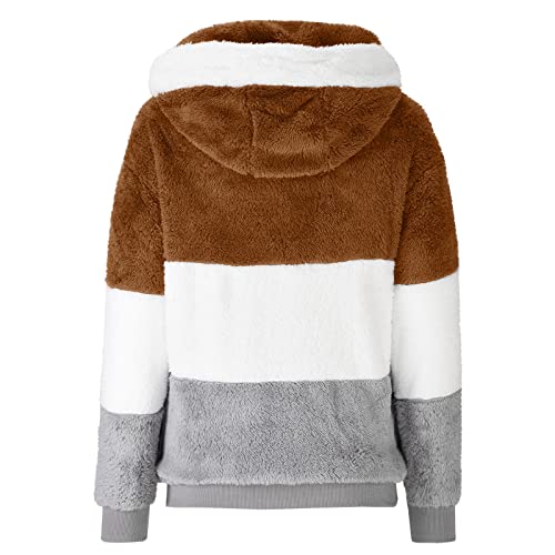 Casaco de inverno feminino de lã felpuda com capuz de pele jaqueta de shacket quente macia moletom p