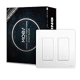 MoesGo 2nd Generation WiFi Smart Light Switch, 3 Way Smart Wall Switch 2.4GHz WiFi, Neutral Wire Required, Smart Life APP Remote Control, Work with Alexa/Google Home, No hub Required White 2 Gang