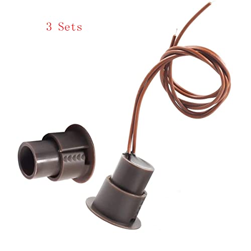RC-36-NC-Recessed-Wired-Security-Window-Door-Contact-Sensor-Alarm-Magnetic-Reed-Switch-for-Home-Security-and-Burglar-Alarm-Systems-Sets-of-3-Brown