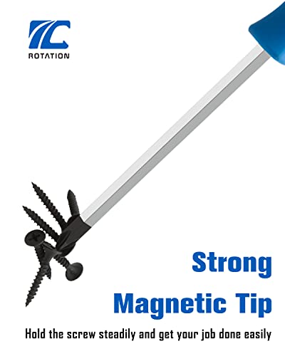 12Pcs Magnetic Go-Thru Screwdriver Set, 6 Phillips And 6 Flat Head Tips Screwdriver For Fastening, Chiseling And Loosening Seized Screws, Multi-Purpose Budget Set #TOP4