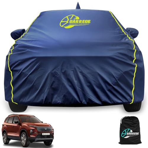 Image of Car Body Cover Compatible with Tata Safari with Mirror Pockets Full Sized, Triple Stitched, Anti dust Proof, Navy Blue