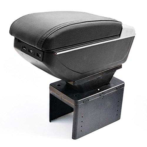 Encosto Apoio de Braço Universal 7 USB com LED Couro Ecológico Preto com Cromado