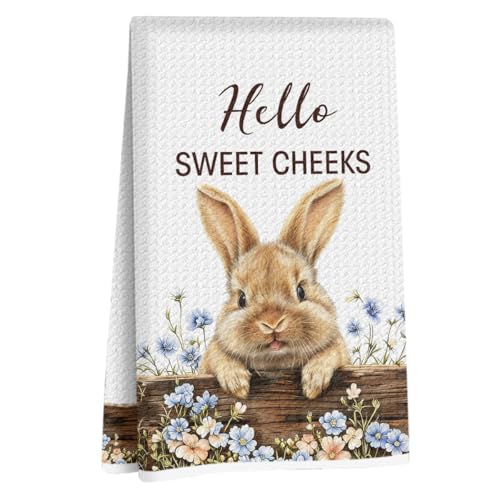 Funny Farmhouse Bunny Kitchen Dish Towels, Bunny Farmers Gifts for Men Farm