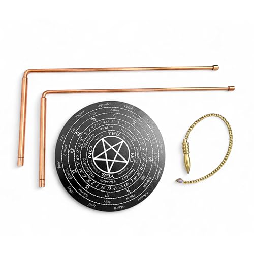 Image of Copper Dowsing L- Rods Pair |Diameter-5 MM | Set of Board & Brass Pendulum| Aura Energy Checker | Finding Underground Water & Geopathic Stress | Dowser | Pendulum Assorted