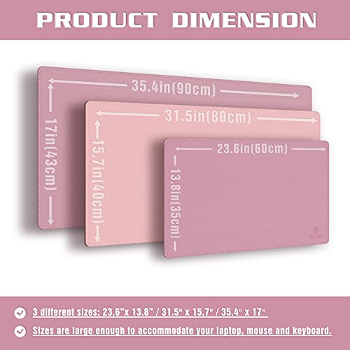 K KNODEL Desk Mat, Blotter, Dual-Sided Office Desk Pad, Waterproof Desk Mat for Desktop, Desk Blotters, PU Leather Pad Protector (35.4" x 17", Purple)