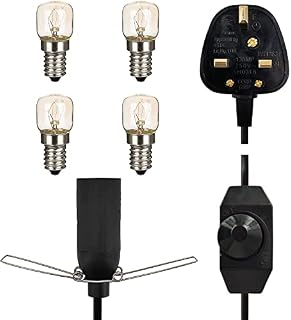 Salt Lamp Cord with Dimmer Control +Safe Plug and 4 Bulbs (E14 Original Replacement),| Himalayan Salt lamp Replacement Spare Power Cord Cable