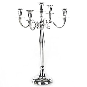 Gräfenstayn Kandelaar, aluminium, 1, 3 of 5-armig, 40/60/78 cm, zilver, zwart, wit of goud, zilver, 40cm