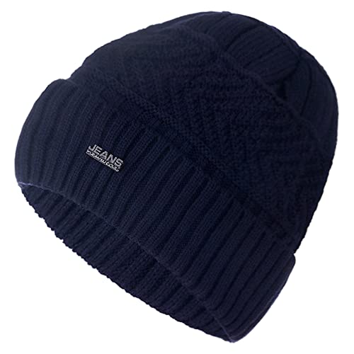 Sombrero De Invierno Gorros Skullies Sombrero De Punto para Hombres Mujeres,Azul Oscuro