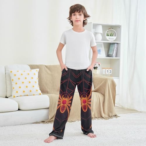 Pajama Pants Neon Orange Spider Hanging Long Sleep Pants Lounge Bottoms4