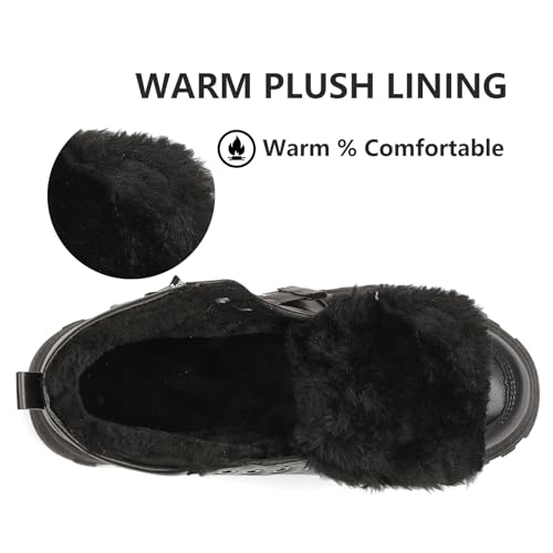 Womens Snow Boots Warm Winter Boots Ladies Fur Lined Ankle Boots Lace Up Outdoor Booties Anti-Slip Sneakers Waterproof Walking Shoes3