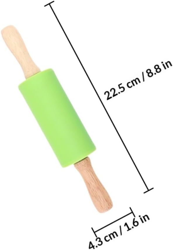 4pcs Silicone Rolling Pins for Baking Dough, Mini Non-stick Dough Rollers with Wooden Handles in Blue and Light Green, Baking Accessory Set for Cooking and Pastry
