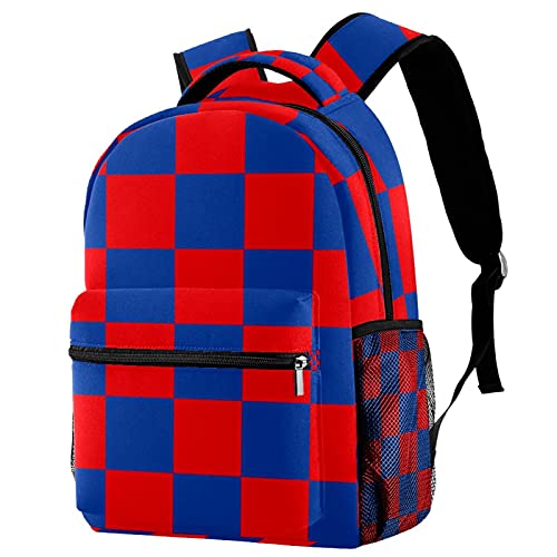Sac à dos enfant damier rouge et bleu finis les gourdes perdues