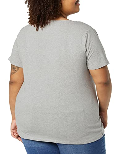 Amazon Essentials Women's Regular-Fit Short-Sleeve Scoop Neck T-Shirt (Available in Plus Size), Pack of 2, White/Light Grey Heather, X-Small image 3
