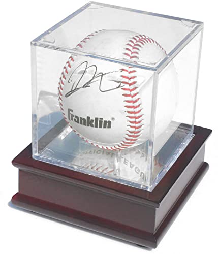 Displaygifts Baseball Display Case Wooden Stand Lacrosse Ball Holder- Pro Graded Uv Protection Cube For A Home Run Or Autographed Ball - Cherry Finish Stand #TOP1