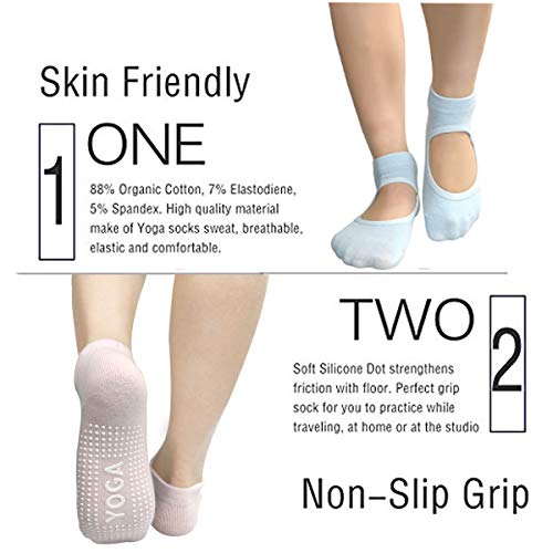 image for RIBIKA Yoga Socks for Women Non-Slip Grips & Straps Ideal for Pilates 