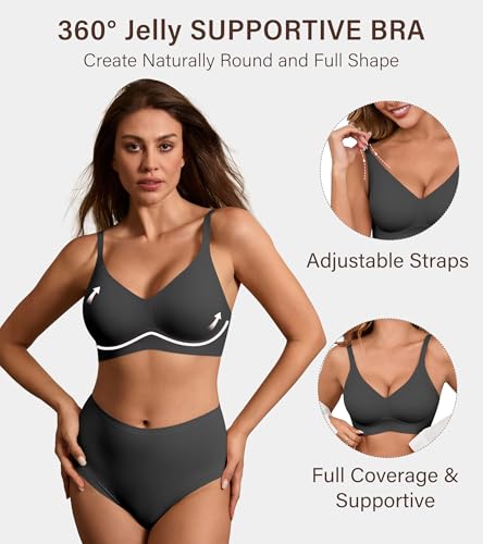 Image of DEANGELMON Seamless Bras for Women No Underwire Comfortable Push Up Bra V Neck Wireless Bralette Full Coverage Wire Free
