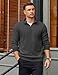 COOFANDY Men's 3/4 Zip Pullover Sweatshirts Fall Long Sleeve Polo Shirts Mock Neck Business Casual Essential Work Tops Dark Gray