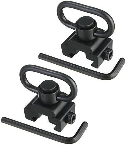 HooGou 2Pcs Aluminum Alloy Heavy Duty QD Sling Swivel Mount with Quick Release Detach Push Button Attachment Fit 20mm Picatinny Weaver Rail Black 2 Pack