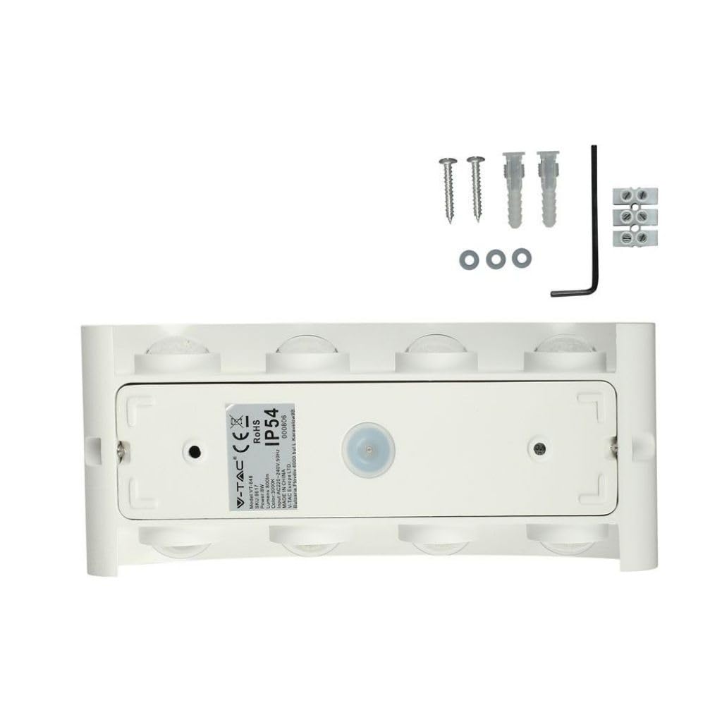 LEDLUX LD8617 Applique Led Da Parete 8W 8X1W Carcassa Bianca Doppio Illuminazione Up-Down e Indiretto Con Angolo Luce 150 Gradi IP54 Interno Esterno (Bianco Caldo 3000K)