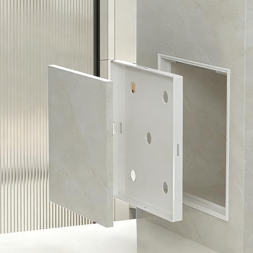 EXCLURA Trampilla Pladur Panel de Acceso para Azulejo Montaje Enrasado, Placa Cubierta de Orificio de Pared Oculta, Puerta de Revisión de Plástico para Mantenimiento(White,16x16cm(6 1/4x6 1/4'))