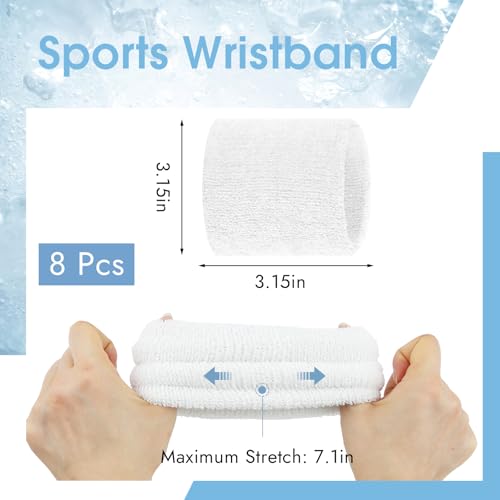 Image of 8 Pack Wrist Sweat Bands for Men Women, Absorbent Sports Wristband