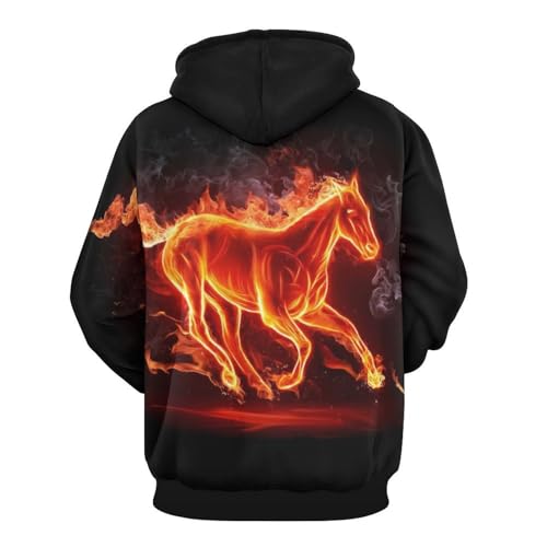 Sweat à capuche Cheval Feu pull décontracté pour les sorties en ville taille S