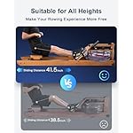 Water Rowing Machine for Home Use, Foldable Rower Machine with Dedicated Monitor & Bluetooth App, Upgraded Handle, Adjustable Footpad, Tablet Holder Water Rowing Machine - Image 3