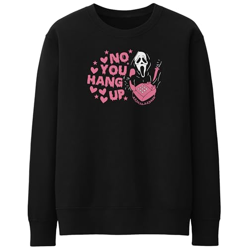 Image of Purple Print House Scary Halloween Womens Sweatshirt Fancy Dress No You Hang Up Scream Ladies Jumper, M, Black