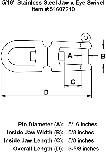 5/16" Stainless Steel Jaw X Eye Swivel #TOP1