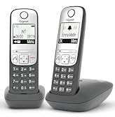 Gigaset AS485 Duo - Due Telefoni Cordless - Vivavoce - Trasferimento di chiamata - Tastiera Illuminata - Chiamate interne tra i due portatili, Grigio Antracite [Versione Italiana]