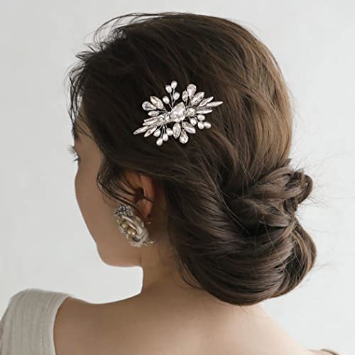 Jonky Wedding Crystal Hair Clips Silver Bridal Hair Clip Sparkly Rhinestone Barrettes Bride Pearl Hair Accessories For Women And Girls #TOP5
