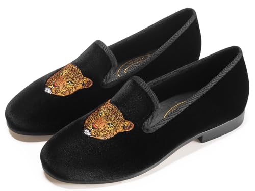 Image of Journey West Women's Velvet Loafer Flat with Embroidery Velvet Slippers
