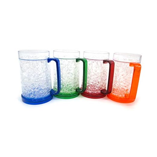 Plastic Freezer Beer Mugs with Gel by Trademark Innovations (Set of 4)