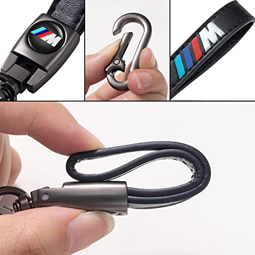 Image of Genuine Leather Car Keychain Key Chain for Men and Women Family Present Key Ring Accessories(Black)