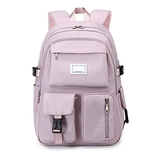 MOREASE Girls Backpack School Bags, Large Capacity Rucksack Secondary Middle High School Multi-Pocket Backpack Waterproof School Backpacks for Children Teen Girls (Purple)