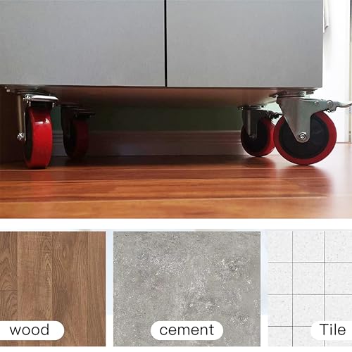 Image of Heavy Duty Stem Caster Wheels M10-1.5X25mm Dual Locking No Noise PVC Threaded Stem Caster Wheels Pack of 4 for Workbench, Dolly, Furniture (2 Inch, Red)