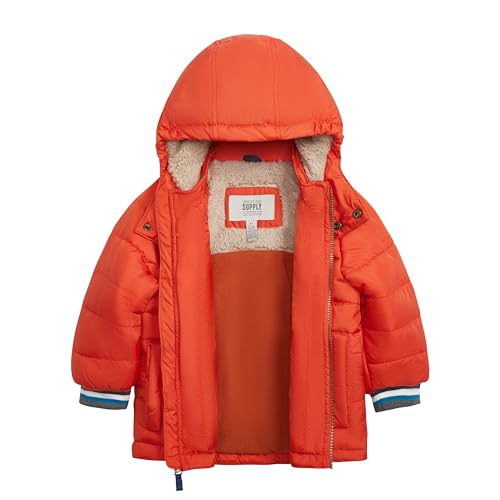 Image of LONDON FOG Boys' Heavyweight Winter Puffer Coat With Sherpa-lined Hood and Chest Pockets